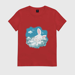 Женская футболка Зайчик спит на облаках