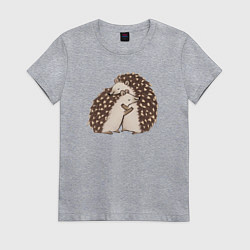 Женская футболка Ёжики обнимаются