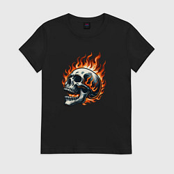 Женская футболка Череп в огне