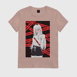 Женская футболка Человек-бензопила Пауэр стесняется