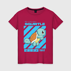 Футболка хлопковая женская Покемоны Сквиртл Squirtle, цвет: маджента