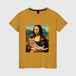Женская футболка Мона Лиза с рыжим котом