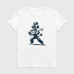 Женская футболка Пудель играет на гитаре укулеле