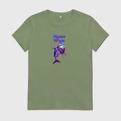 Футболка хлопковая женская Hipster whale, цвет: авокадо