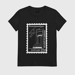 Футболка хлопковая женская Екатеринбург белый, цвет: черный