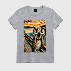 Женская футболка Сова кричит на картине Эдварда Мунка - нейроарт