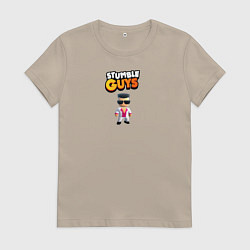 Футболка хлопковая женская Stumble guys, цвет: миндальный