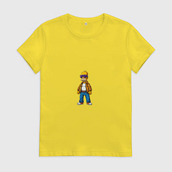 Футболка хлопковая женская Гомер Симпсон в крутых очках, цвет: желтый