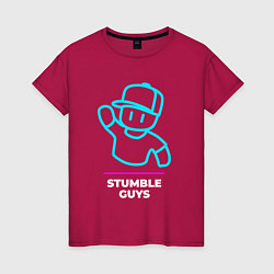 Женская футболка Символ Stumble Guys в неоновых цветах