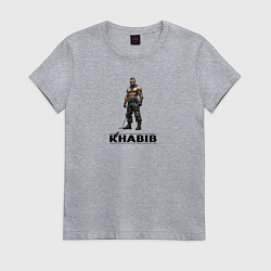 Футболка хлопковая женская Хабиб Нурмагомедов стиль, цвет: меланж
