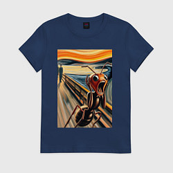 Женская футболка Муравей кричит на картине Эдварда Мунка - мем иску