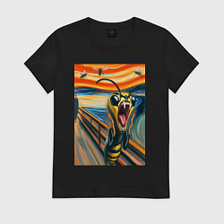 Женская футболка Оса кричит на картине Эдварда Мунка - мем искусств
