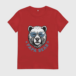 Женская футболка Папа медведь в очках