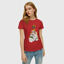 Футболка хлопковая женская Exo в виде милых зверушек, цвет: красный — фото 2