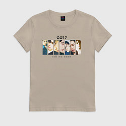 Футболка хлопковая женская Got7 назови мое имя, цвет: миндальный