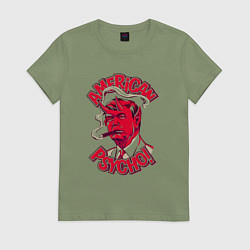 Футболка хлопковая женская Trump - american psycho, цвет: авокадо