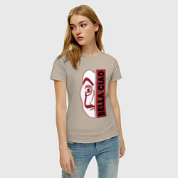 Футболка хлопковая женская Bella ciao - money heist, цвет: миндальный — фото 2