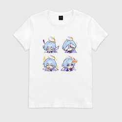 Футболка хлопковая женская Зарянка стикеры, цвет: белый