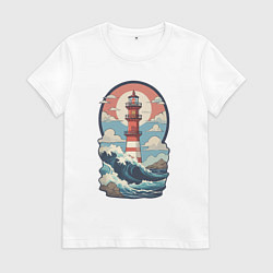 Женская футболка Маяк в море и волны