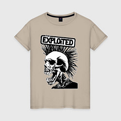 Футболка хлопковая женская The exploited - punk skull, цвет: миндальный