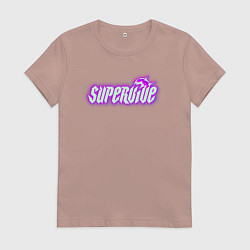 Футболка хлопковая женская Supervive logo, цвет: пыльно-розовый