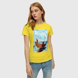 Футболка хлопковая женская Ван-Пис Луффи, цвет: желтый — фото 2