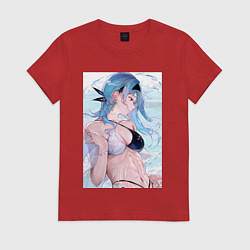 Футболка хлопковая женская Геншин Эола Лоуренс, цвет: красный