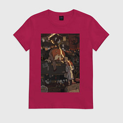Футболка хлопковая женская Тыква мистика, цвет: маджента