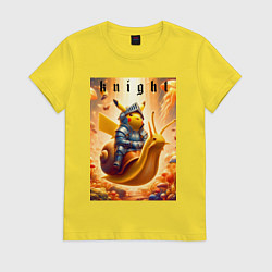Женская футболка Pikachu knight on a snail - ai art fantasy