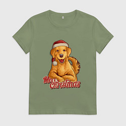 Женская футболка Новогодний ретривер