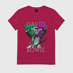 Футболка хлопковая женская David Bowie hand goggles, цвет: маджента