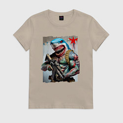 Женская футболка Чувак-акула боец спецназа