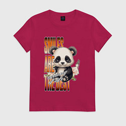 Женская футболка Мишка панда с надписью