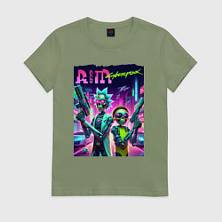 Женская футболка Rick and Morty - cyberpunk