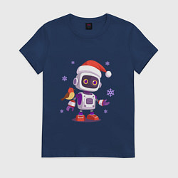 Женская футболка Робот и снежинки