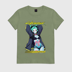 Футболка хлопковая женская Сyberpunk rebecca, цвет: авокадо