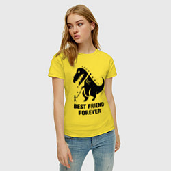 Футболка хлопковая женская Godzilla best friend, цвет: желтый — фото 2