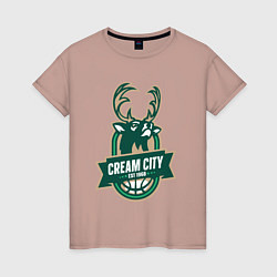 Женская футболка Milwaukee Bucks cream city