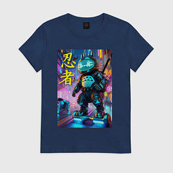 Женская футболка Тоторо кибер ниндзя - неоновое свечение
