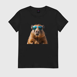 Женская футболка Капибара в модных очках