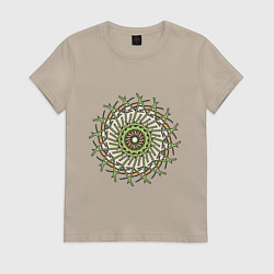 Футболка хлопковая женская Терновый венок, цвет: миндальный
