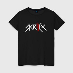 Футболка хлопковая женская Skrillex - logo, цвет: черный