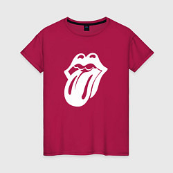 Футболка хлопковая женская Rolling Stones - white logo, цвет: маджента