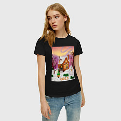 Футболка хлопковая женская Настроение Дом, цвет: черный — фото 2