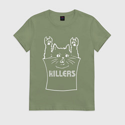 Футболка хлопковая женская The Killers - cat rock, цвет: авокадо