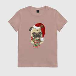 Женская футболка Мопс Новый год