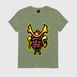 Футболка хлопковая женская Samurai face, цвет: авокадо