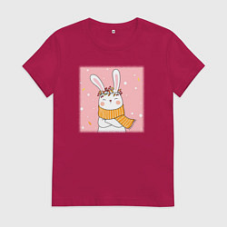 Женская футболка Милый заяц с шарфом