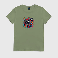 Женская футболка Енот в брызгах краски