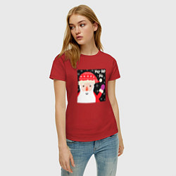 Футболка хлопковая женская Дед мороз приветствует, цвет: красный — фото 2